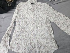 Ted Baker Cotton Floral Long Sleeve Button-Up Shirt Mens 5 L
