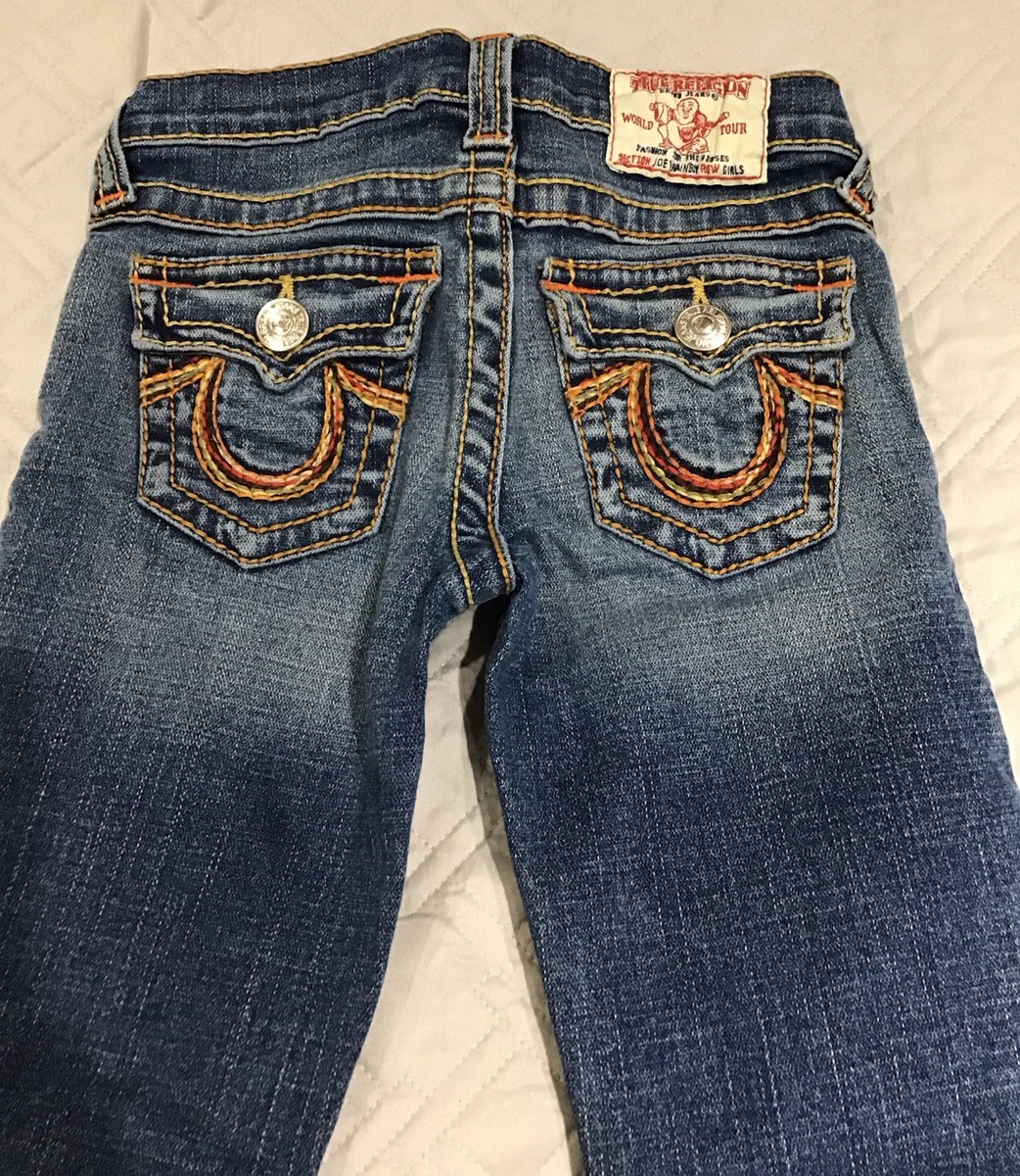 Vintage True Religion Joey Jeans Size 7 Orange Tone Rainbow