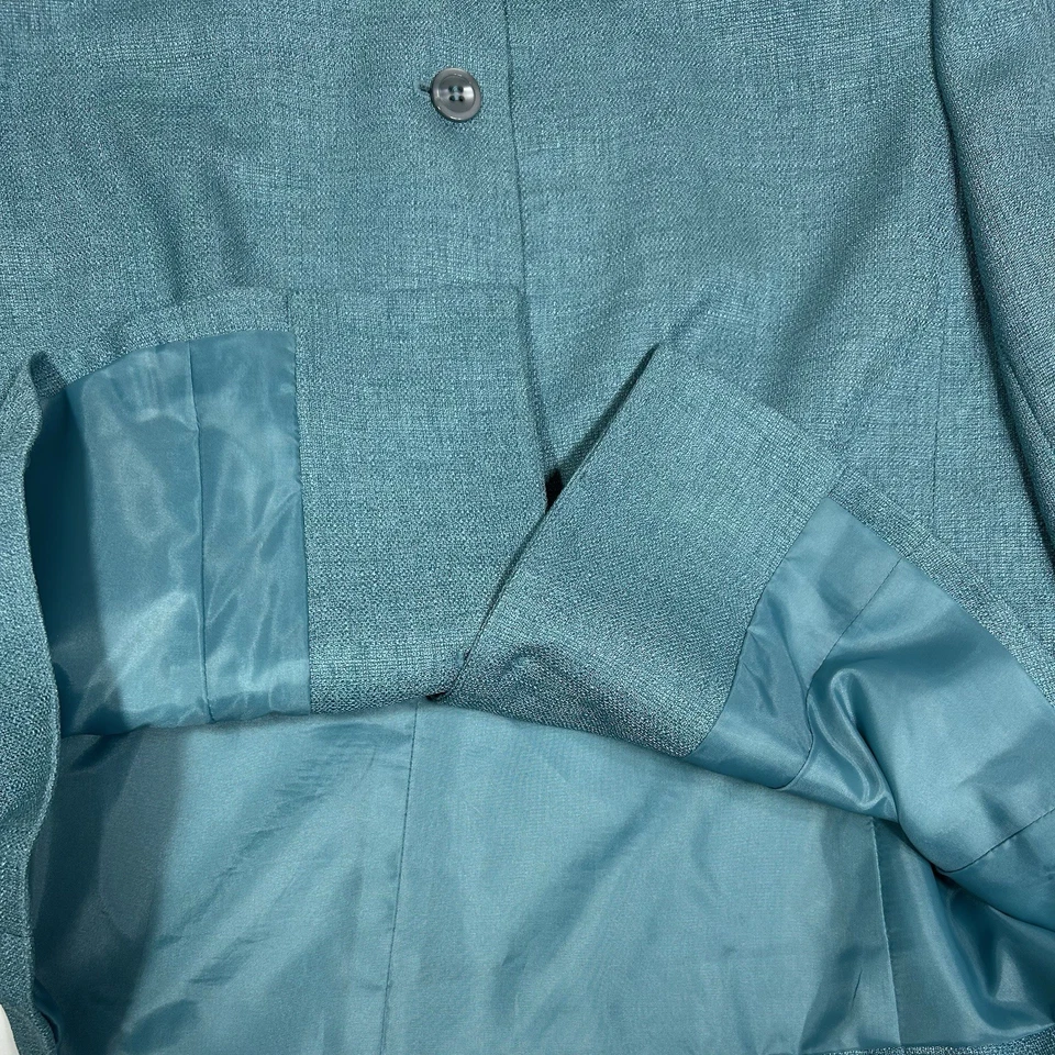 Judith Hart Collection 2 peças jaqueta e calça terno verde-azulado forrado manga 3/4 tamanho 14 - Imagem 4 de 4