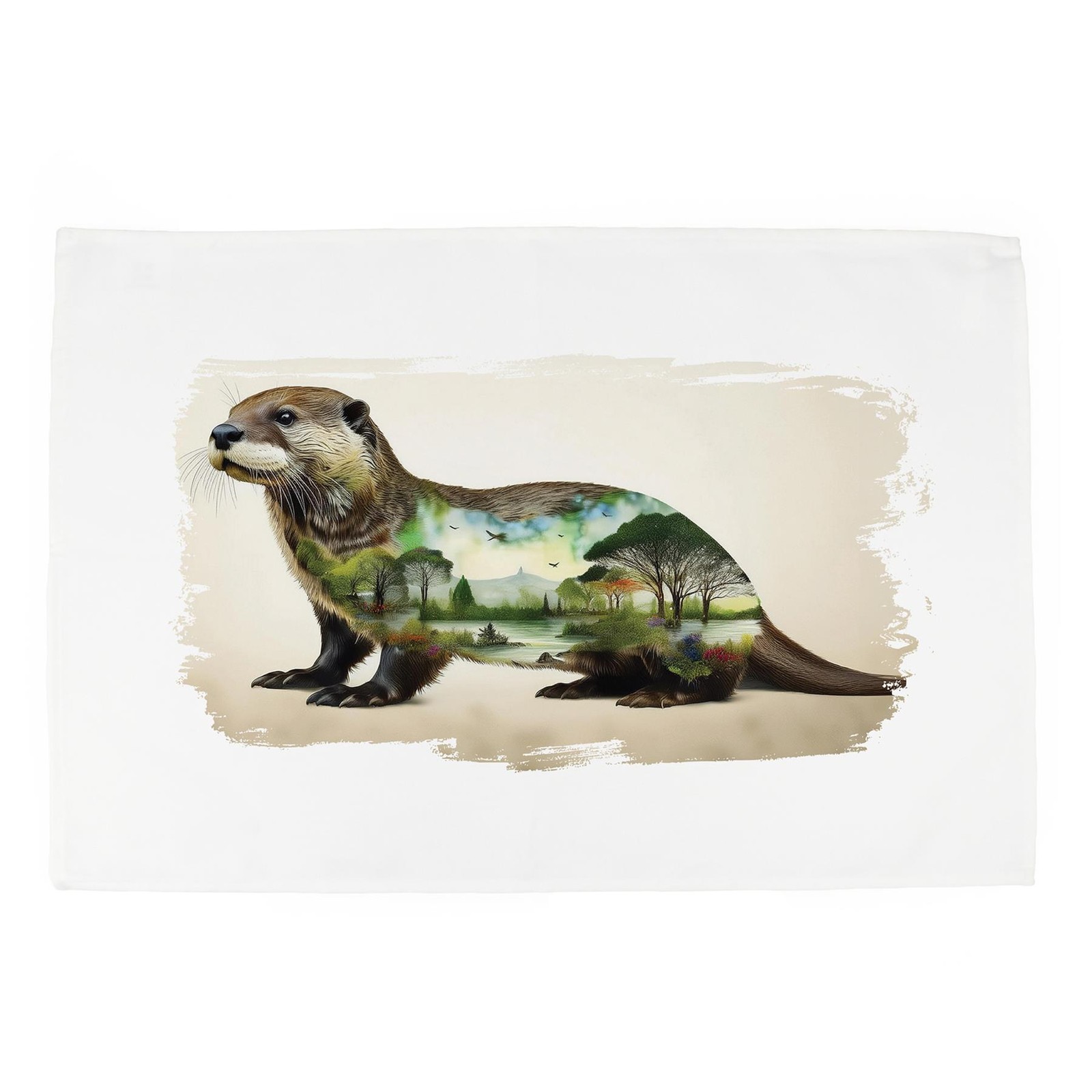 Surreal Otter Tea Towel - Countryside Animal Gifts - Cotton Kitchen Dish Towel