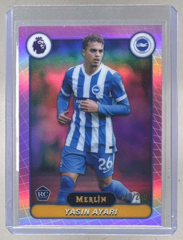 Yasin Ayari 2026 Topps Merlin Premier League #41 Pink Refractor Rookie RC /250