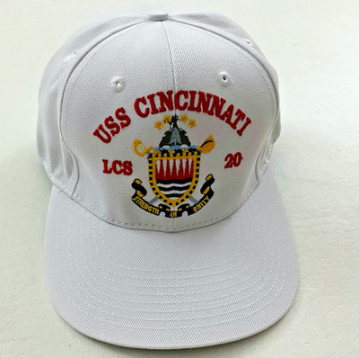 The Corps USS Cincinnati LCS 20 MTT Logo White Baseball Cap Hat One Size