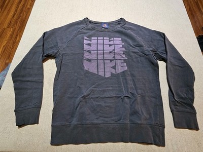 Nike Track & Field Sweatshirt Mens L Logo 507338-010 Spellout Retro Faded Gray