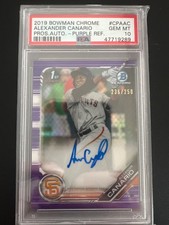 2019 ALEXANDER CANARIO Bowman Chrome PURPLE REFRACTOR Auto RC- PSA 10 - #/250