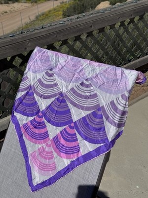 Pia Piccini Vintage Women s Hand Rolled Silk Scarf Made In Italy Pink And Purple