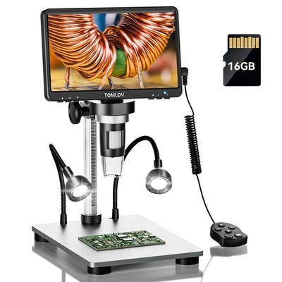 DM9 7 Zoll LCD Digitales Mikroskop 1200X Münzmikroskop mit Ständer 12MP 16GB