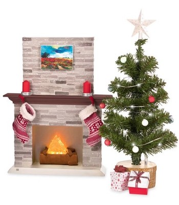Our Generation Holiday Celebration Toy Set Dolls Christmas Tree Fireplace (Used)