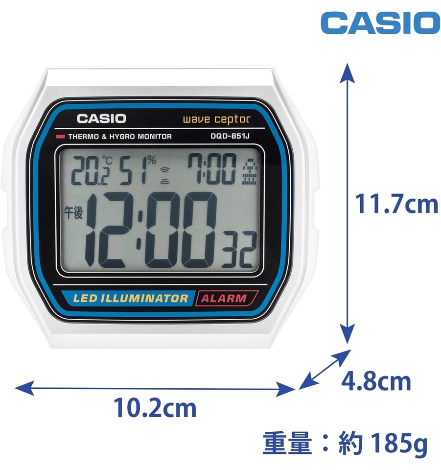 NEW CASIO WAVE CEPTOR A158WA electric wave alarm clock DQD-851J-8JF Japan - Image 3 of 4