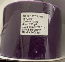 Purple Tulle Fabric, 4 inch wide x 250 yards, sealed full roll, 100 nylon, NIP