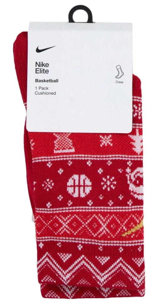 Calcetines de baloncesto Nike Elite Crew Navidad talla grande hombre talla 8-12 WMN 10-13 Foto 4 de 4