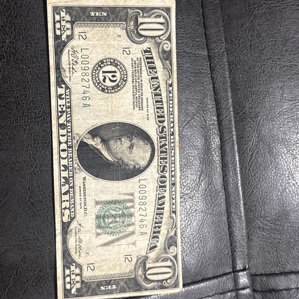 BETTER San Fran GOLD Demand 1928$10 AU+ Federal Reserve Note! Low Serial - Image 2 of 4