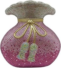 Crystal Pouch Shaped Evening Clutch Handbag Novelty Glitter Rhinestone Money Bag