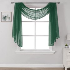 144 Inches Long Emerald Green Window Scarf for Party - Luxury Soft Semi Sheer
