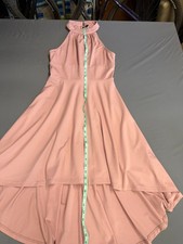 Pink Satin Dress Size Medium high neck flowy