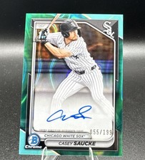 2024 Bowman Draft Casey Saucke Chrome Auto Aqua Lava /199 1st Prospect White Sox