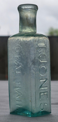 Aqua T Jones Coral Hair Resorative Pontiled Bottle Circa 1850s