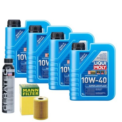 Motoröl 10W40 LIQUI MOLY Super Leichtlauf 4L +MANN Ölfilter +Cera Tec