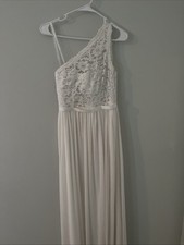 David’s Bridal Ivory One Shoulder Wedding Dress Bridesmaid Gown Size 2 EUC
