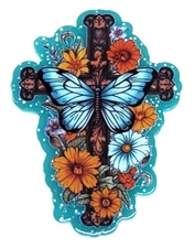 6 Pc - Floral Butterfly Cross Acrylic Flatback Charms For Badge Reels DIY Crafts