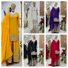 SALWAR KAMEEZ INDIAN PAKISTANI WEDDING PARTY DRESS BOLLYWOOD SHARARA PLAZZO SUIT