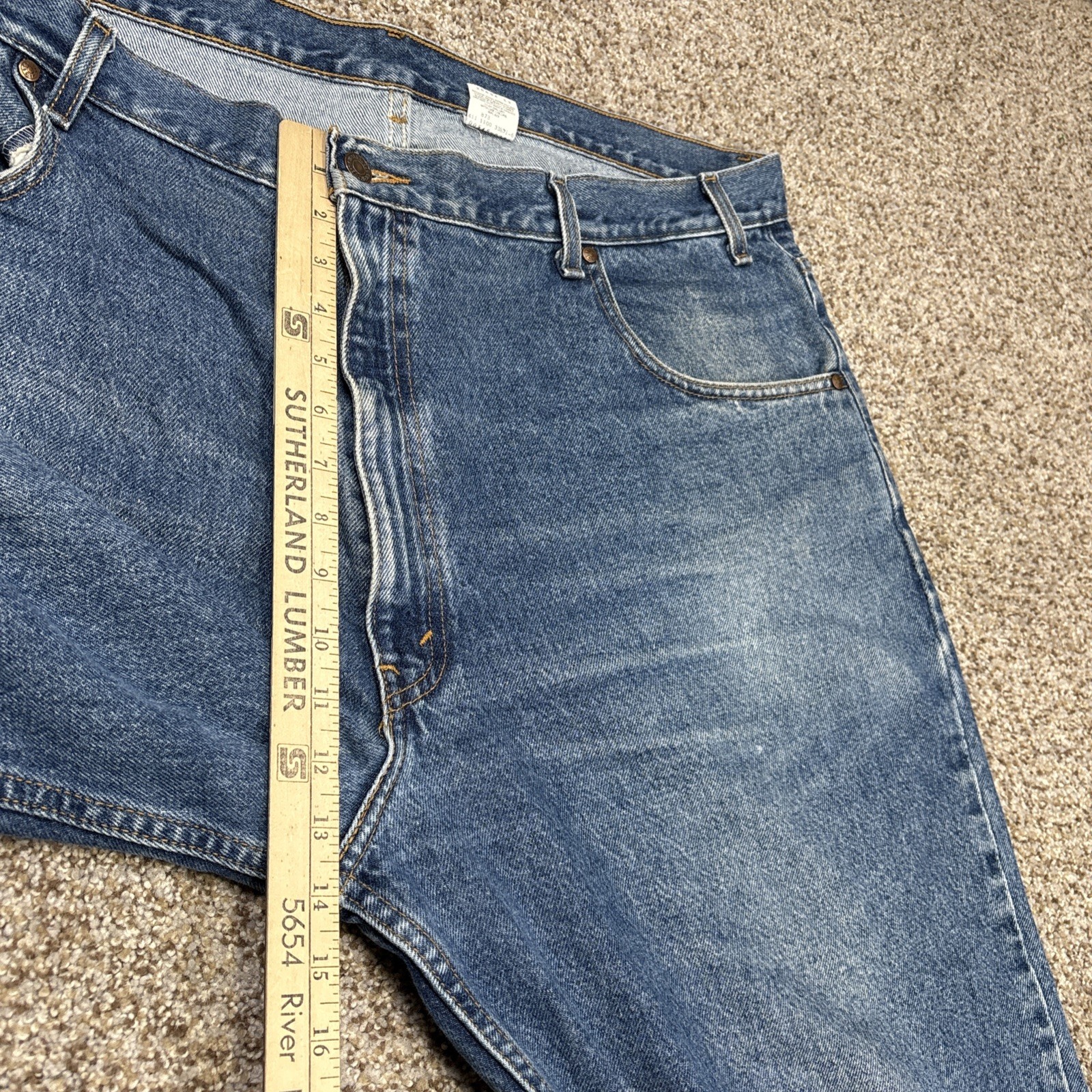 Vintage Levi's 545 Brown Tab Jeans Mens 44x34 (42x33.5) Loose Fit Blue Denim - View 7