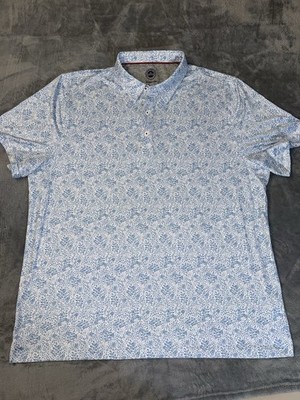 Flag & Anthem Golf Performance Madeflex Mens Polo Shirt Sz 2XL Blue Floral