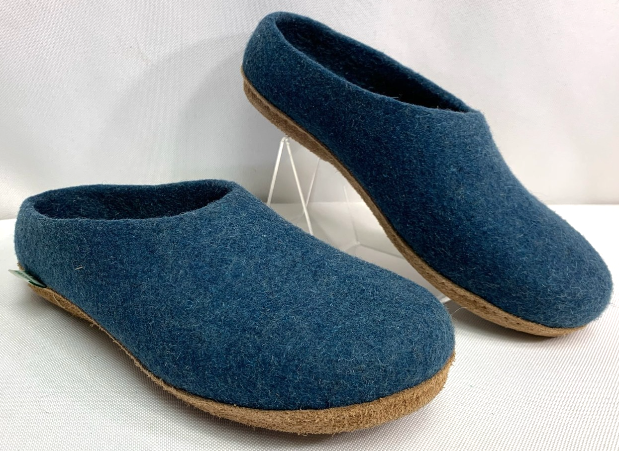 SAOLA Ciabatte donna Kyrgies suola sagomata lana blu zoccoli slip on taglia 38 7 5