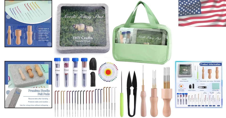 Elegant Felting Kit - Complete 6x6 Pad & 51 Needles for Artistic DIY Crafts - Image 2 of 4
