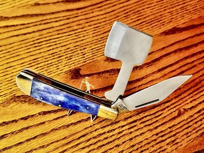 Frost Cutlery Blue Smooth Bone Cherry Tree Chopper #14-082BSB Rare!
