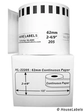 Generic Continuous Paper Labels Compatible w/Brother DK2205 (2-4/9" x 100'; 6...