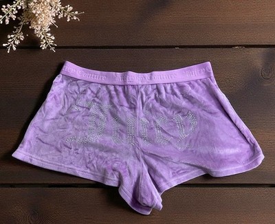 Juicy Couture Lilac Velour Sleep Shorts Sz M Bling Rhinestone Soft Pajama Short