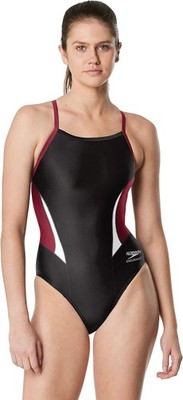 Speedo Eco Endurance Maroon/Black One Piece Swimsuit Women US Size 24 xx-small