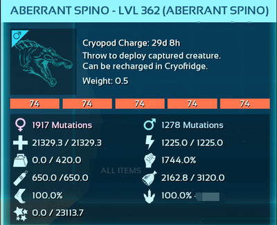 Ark Survival Ascended Abb Spino Pair TOP STATS Solid color PVE ASA