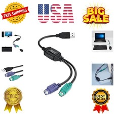 PERIPRO-401 PS2 to USB Adapter for Keyboard and Mouse - Built-in USB Controll...