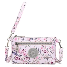 RFID Printed Wristlet Wallet for Women, Small Crossbody Purse, Nylon Clutch B...
