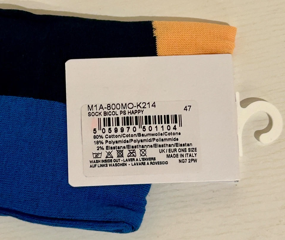 PAUL SMITH Hombres Bicol Dos Tonos Happy Calcetines Naranja y Azul Algodón - NUEVO Foto 3 de 4