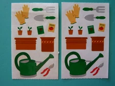 Vintage 1996 Mrs. Grossman's Stickers GARDENING GEAR (2) Mods 2" x 3.25"
