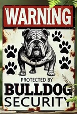 New Bulldog Security Metal Tin Sign 12x8 Dog Funny Wall Decor Pet Dog Bully