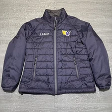 L.L.Bean Jacket Puffer Primaloft Quilted Navy Womens Medium Full Zip Logo WVI