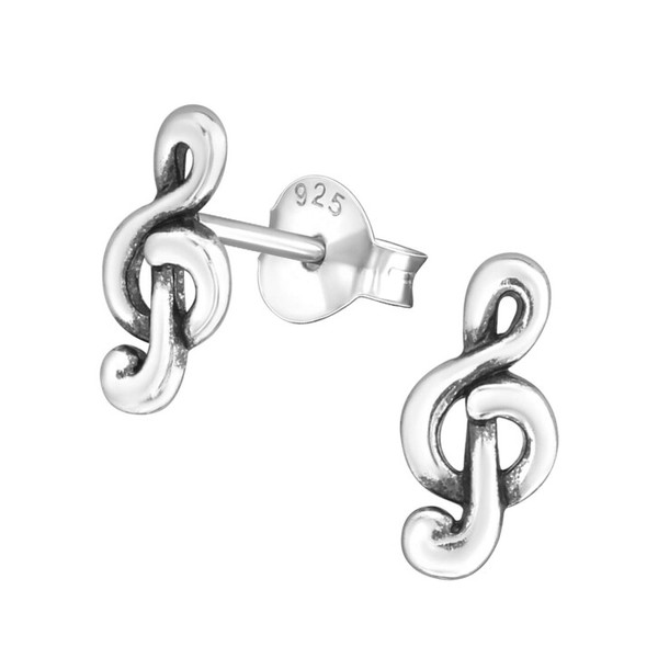 1 Paar Ohrringe Ohrstecker NotenschlüSsel In 925 Sterling Silber-image