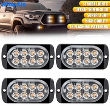 4X Amber/White 8 LED Car Truck Flashing Warning Hazard Beacon Strobe Light Bar