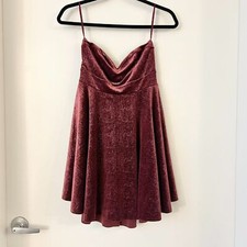 Free People Burgundy Shattered Stretchy Velvet Mini Dress Size XS