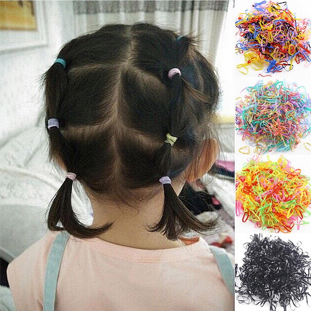 1000Pcs Women Girl Kids Ponytail Holder Elastic Rubber Hair Band