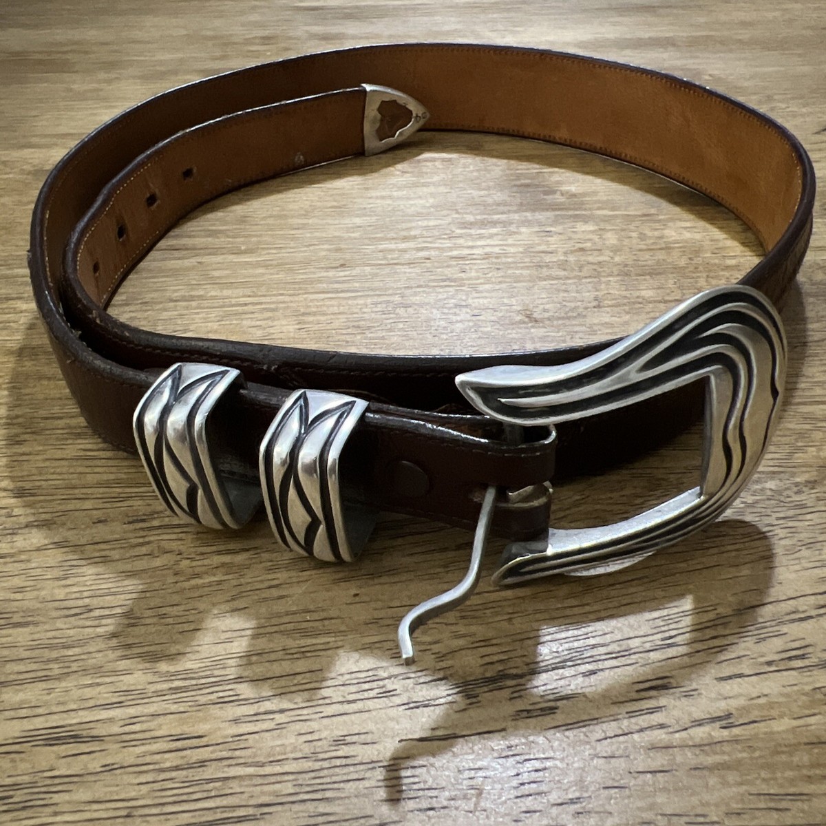 Chacon Sterling Southwestern Hand Engraved Belt Buckle 32  display picture 1