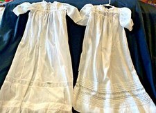 TLC 2-VICTORIAN WHITE LONG GOWNS FOR DOLLS, LONG SLEEVES, INSET LACE, TUCKS