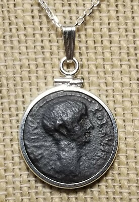 Authentic Ancient Roman Empire Coin of Emperor Nero 925 Sterling Silver  Necklace