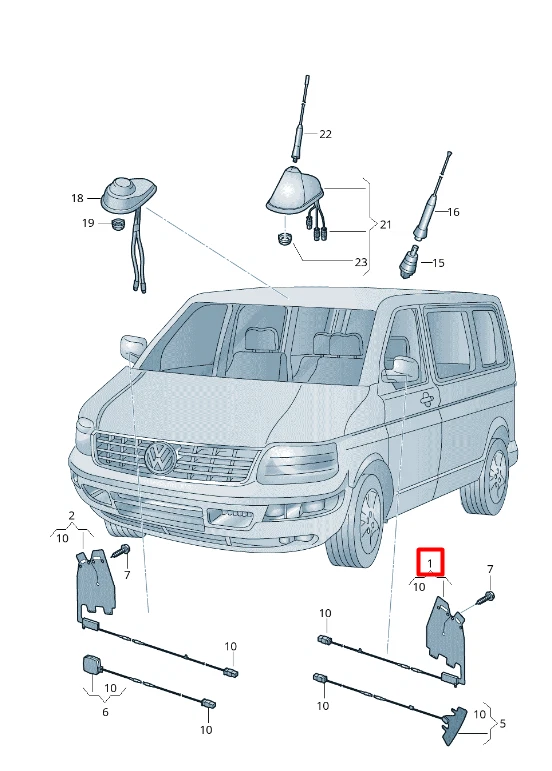 Vw t5 2024 aerial replacement