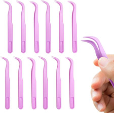 12 Pack 4.5 Inches Plastic Tweezers for Kids Crafts for DIY Jewelry Making, Bead