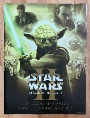 Star Wars II Attack  of the Clones promotional plastic vinyl window cling  NEW