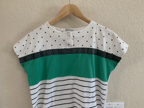 Koret White Green Black Knit Blouse Size S - Picture 2 of 5